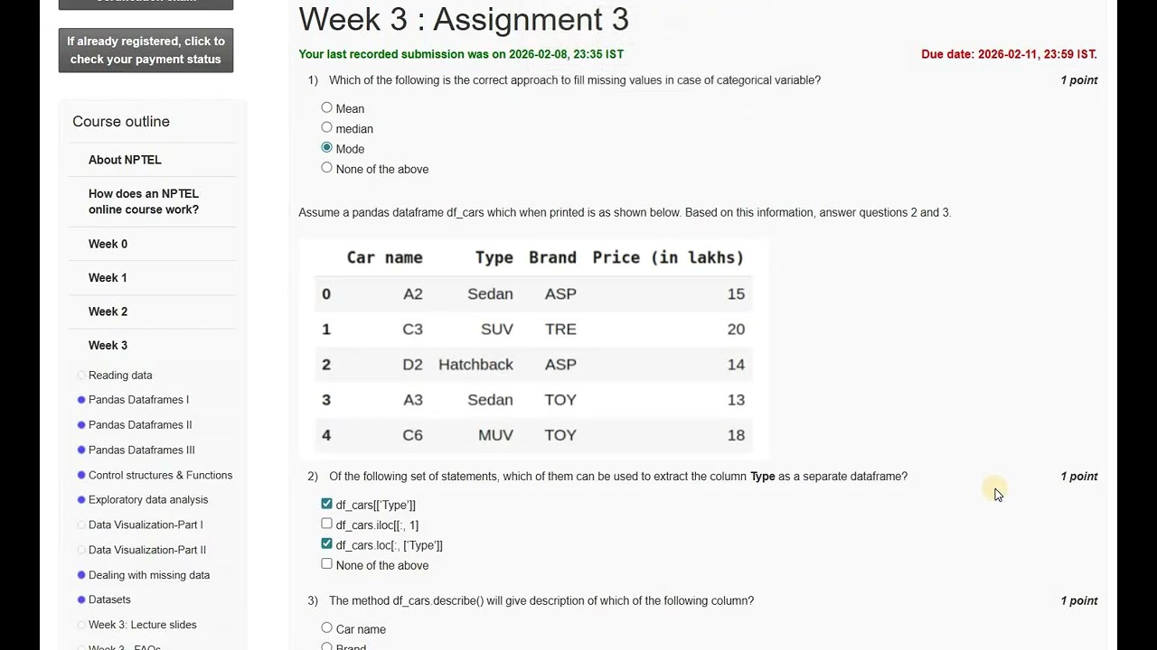 Week Swyam assignment 3