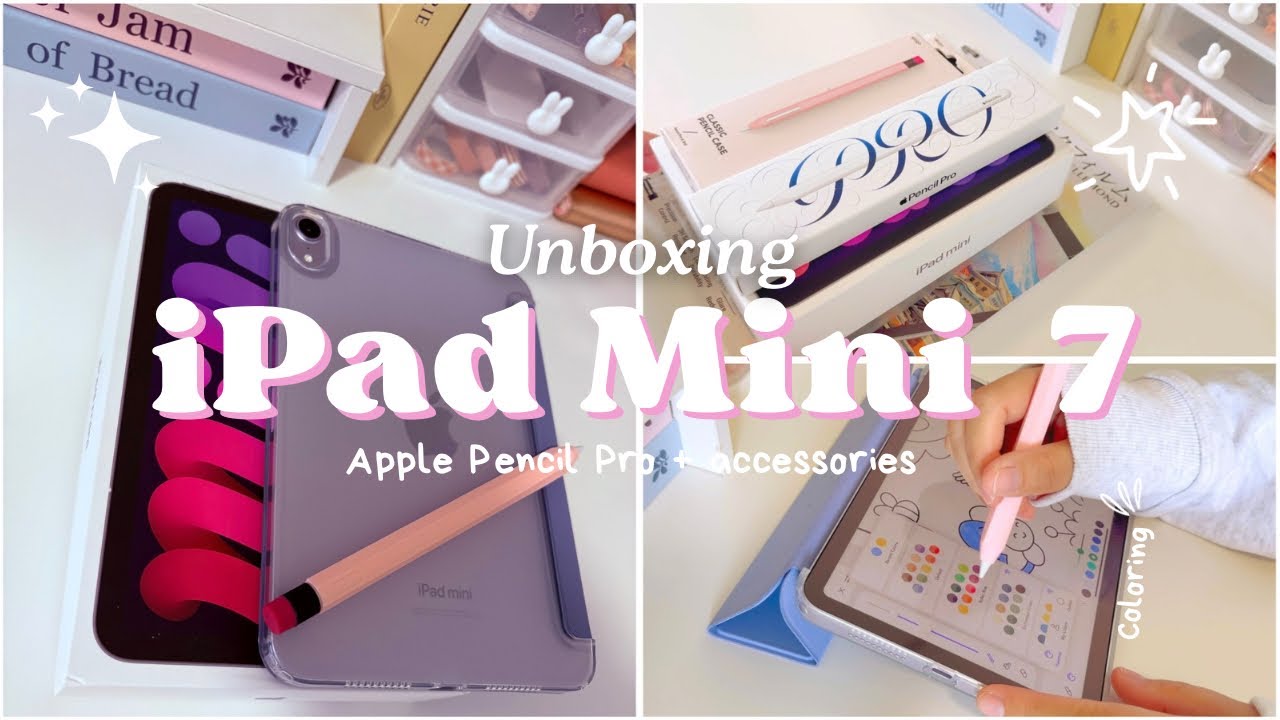 iPad mini 7 Purple (A17 pro) Aesthetic unboxing ✨ Apple Pencil pro + accessories + Quick review 🌸
