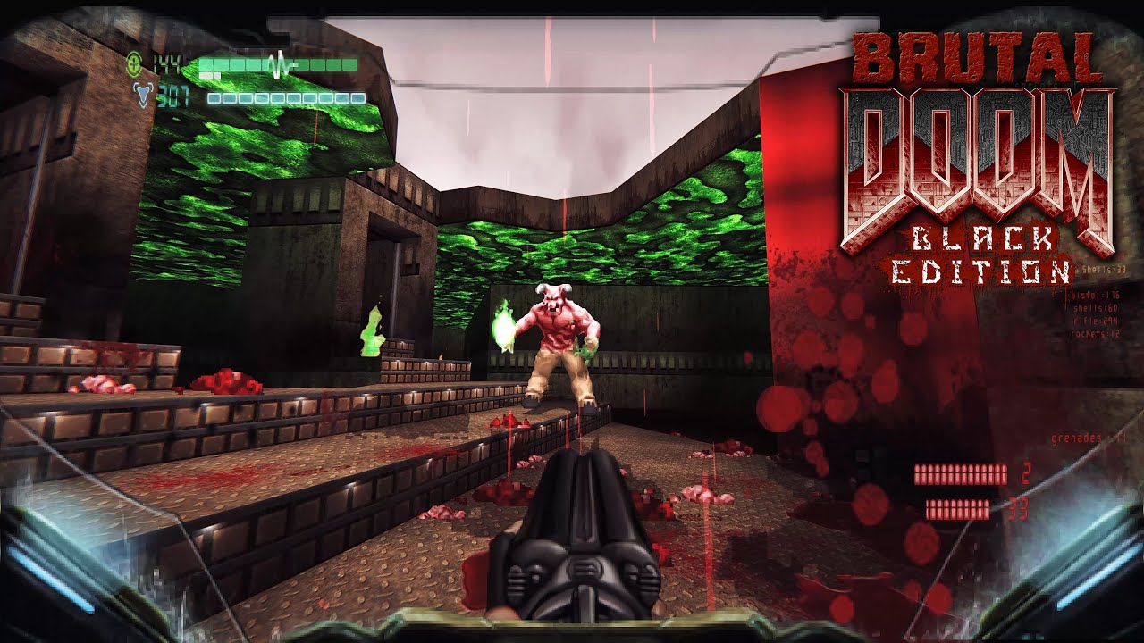 Brutal Doom Black Edition 3.36 [Blood Rain, Parallax, Visor, Relighting] - Enhanced E1M8 | 4K/60