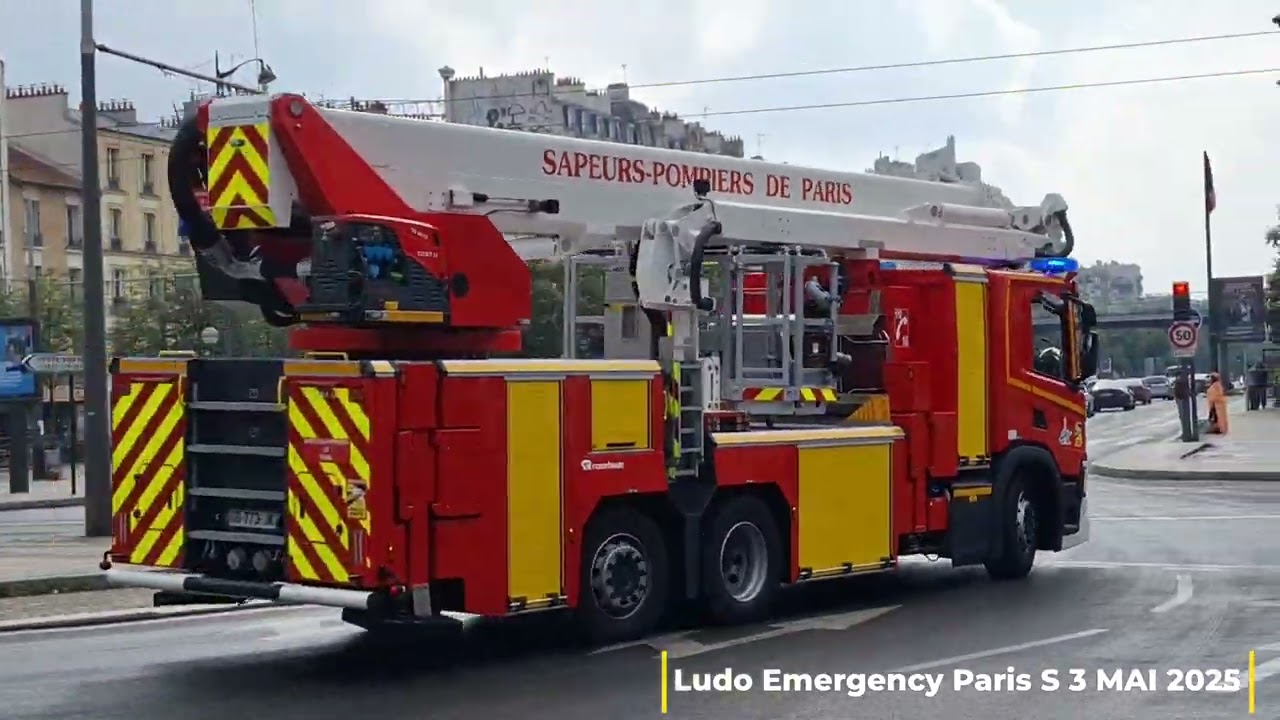 BSPP BEA 42 M En urgence Paris fire dept Turntable ladder responding