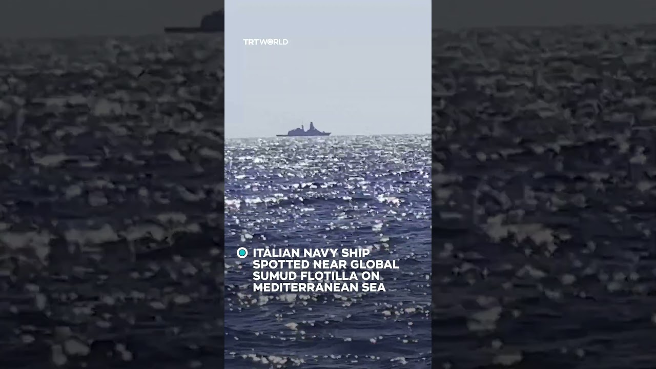 Корабль ВМС Италии замечен вблизи флотилии Global Sumud в Средиземном море