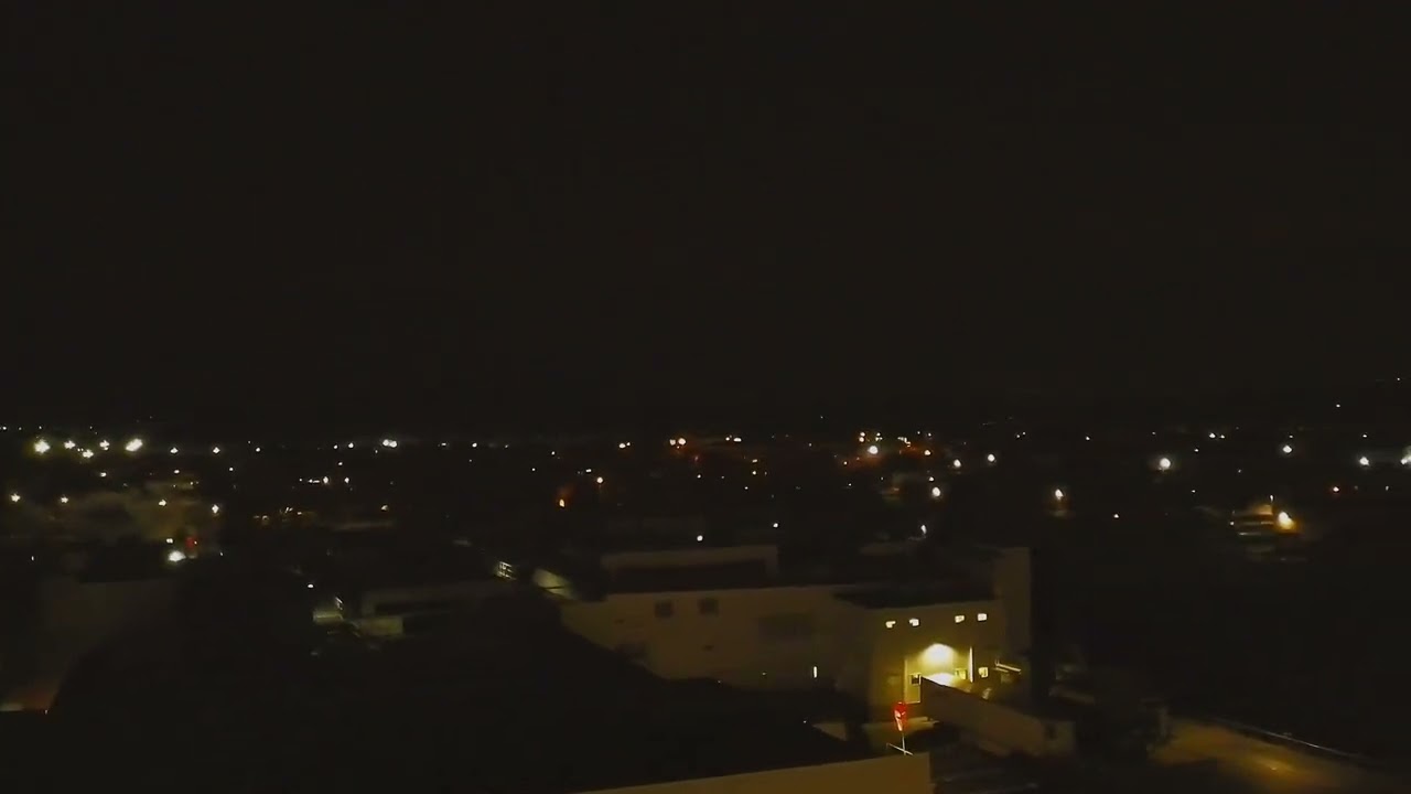 Drone night videography. Night flight HS600D Holy Stone Drone
