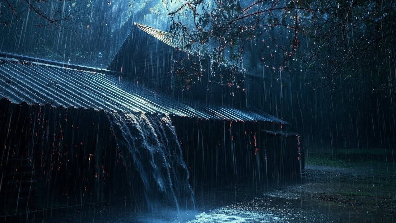 Heavy Rain on Cabin Roof 🌧️ Sleep Fast with Thunderstorm Sounds for Relaxation #23