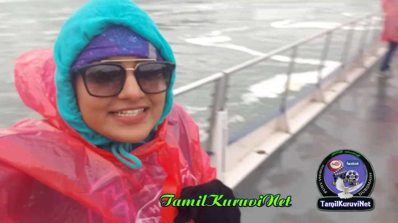 Tamil girls  Anchor  Vj Chitra & Aadhavan Visit to Canada Nayagara water falls