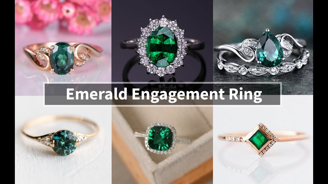 Emerald Ring for Wedding or Engagement || Bridal Collection || Green