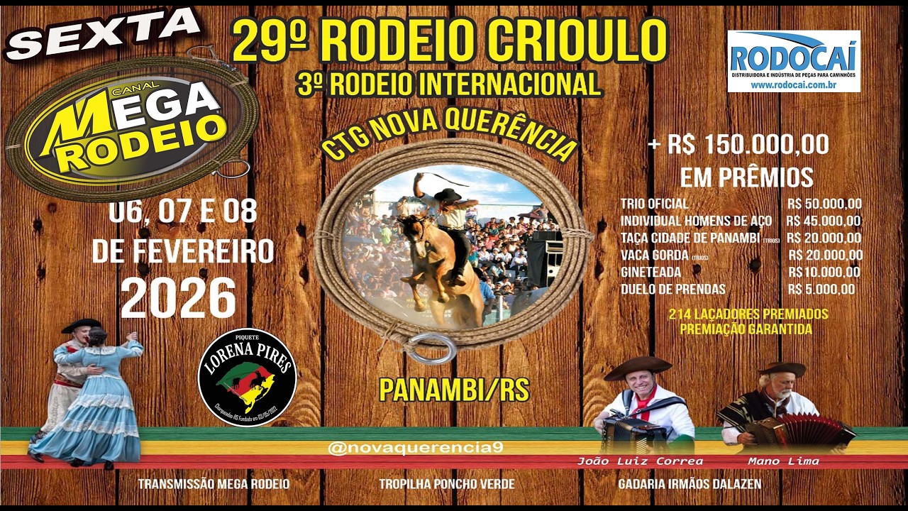 SEXTA/TARDE - 3º RODEIO CRIOULO INTERNACIONAL DE PANAMBI - 06 A 08/FEV 2026 - PANAMBI-RS