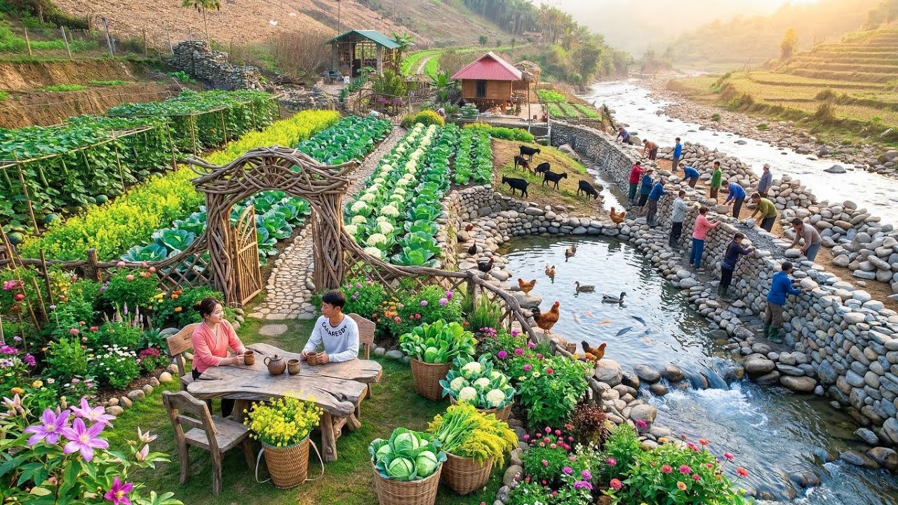 Подготовка нашей автономной фермы к самому сильному наводнению – каменные стены, гигантские арбузы и