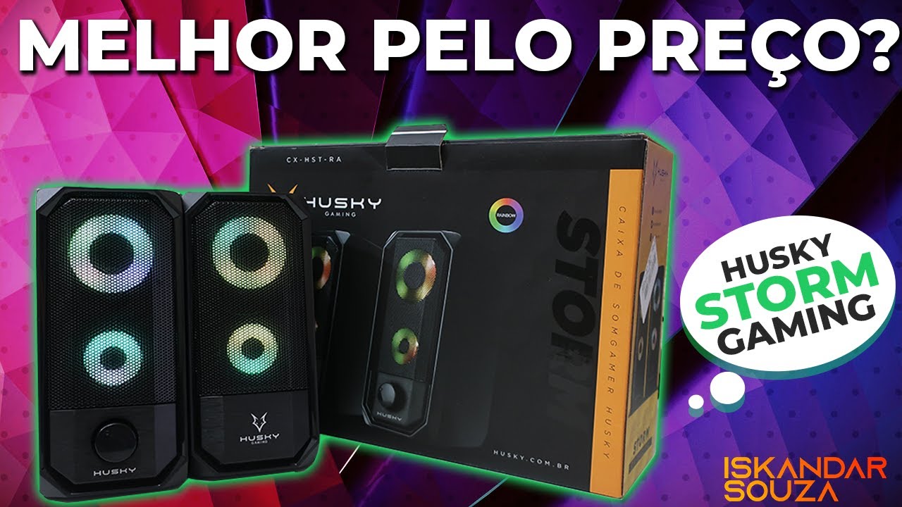 R$ 59,90 ! Caixa de Som Gamer Husky Gaming Storm Rainbow - Unboxing e Primeiras Impressões!
