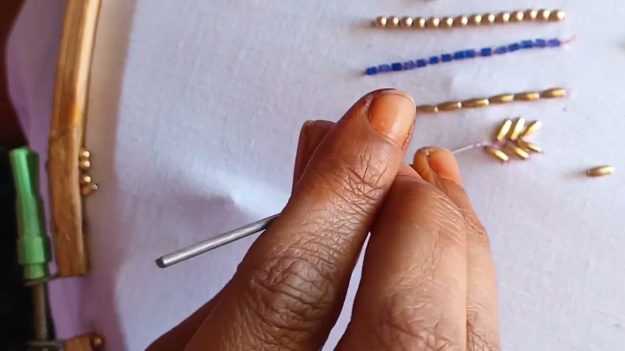 Free aari embroidery classes -49- Rice bead stitch 