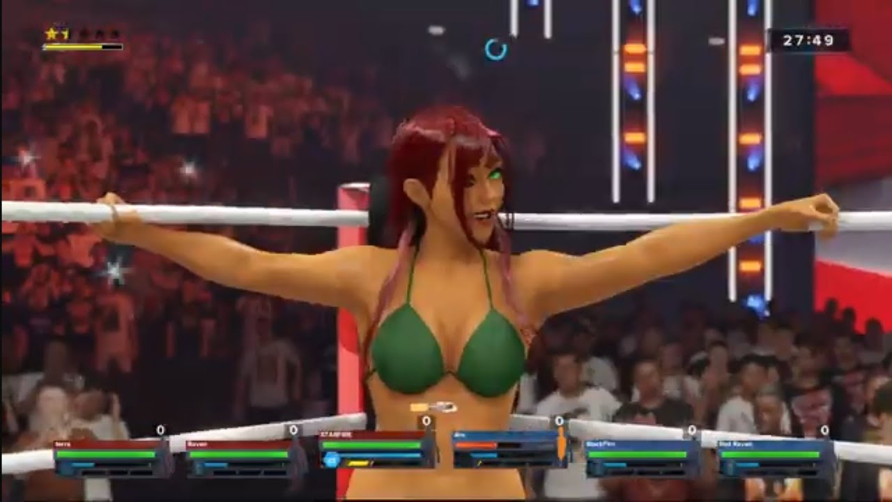 WWE 2K24 Raven, Starfire, and Terra VS Jinx, Blackfire, and Red Raven Bikini Stinkface IW Rematch
