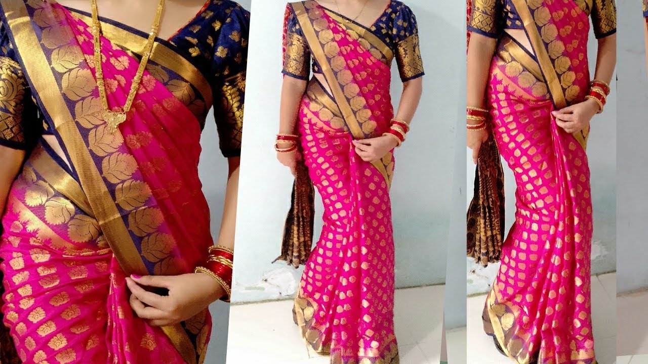 Malmal Silk Saree draping with perfect pleats/How to wear perfect saree with perfect fitting/silk