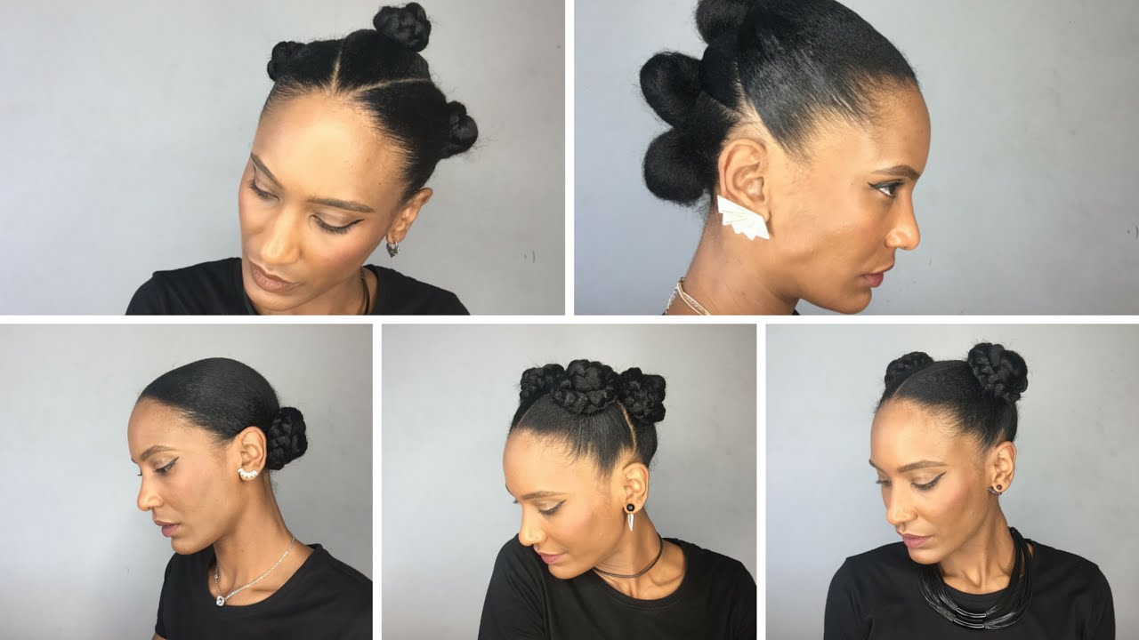 5 CUTE BUNS HAIRSTYLES (natural afro hair)