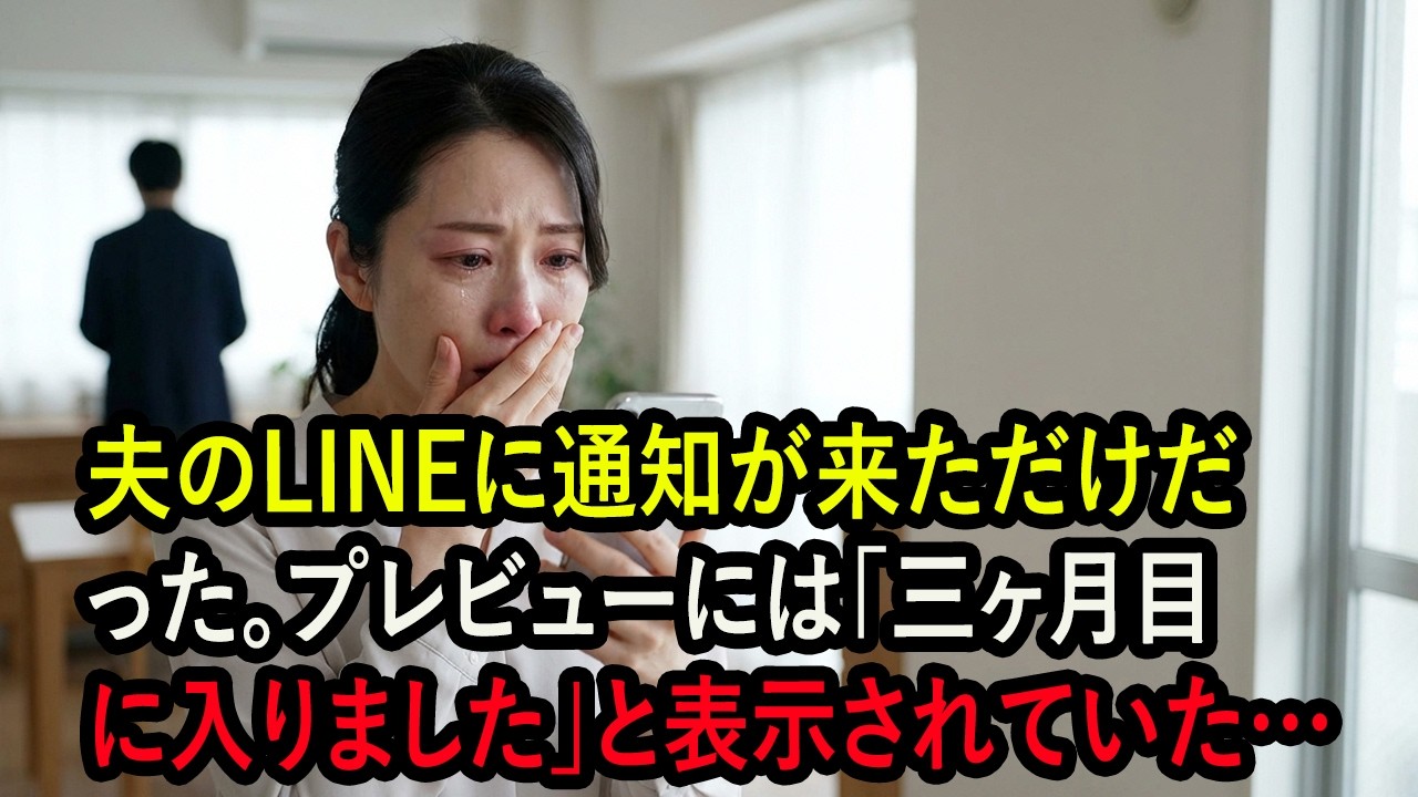 夫のLINEに通知が来ただけだった。プレビューには「三ヶ月目に入りました」と表示されていた…