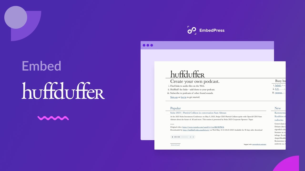 How To Embed Huffduffer Podcast In WordPress With EmbedPress