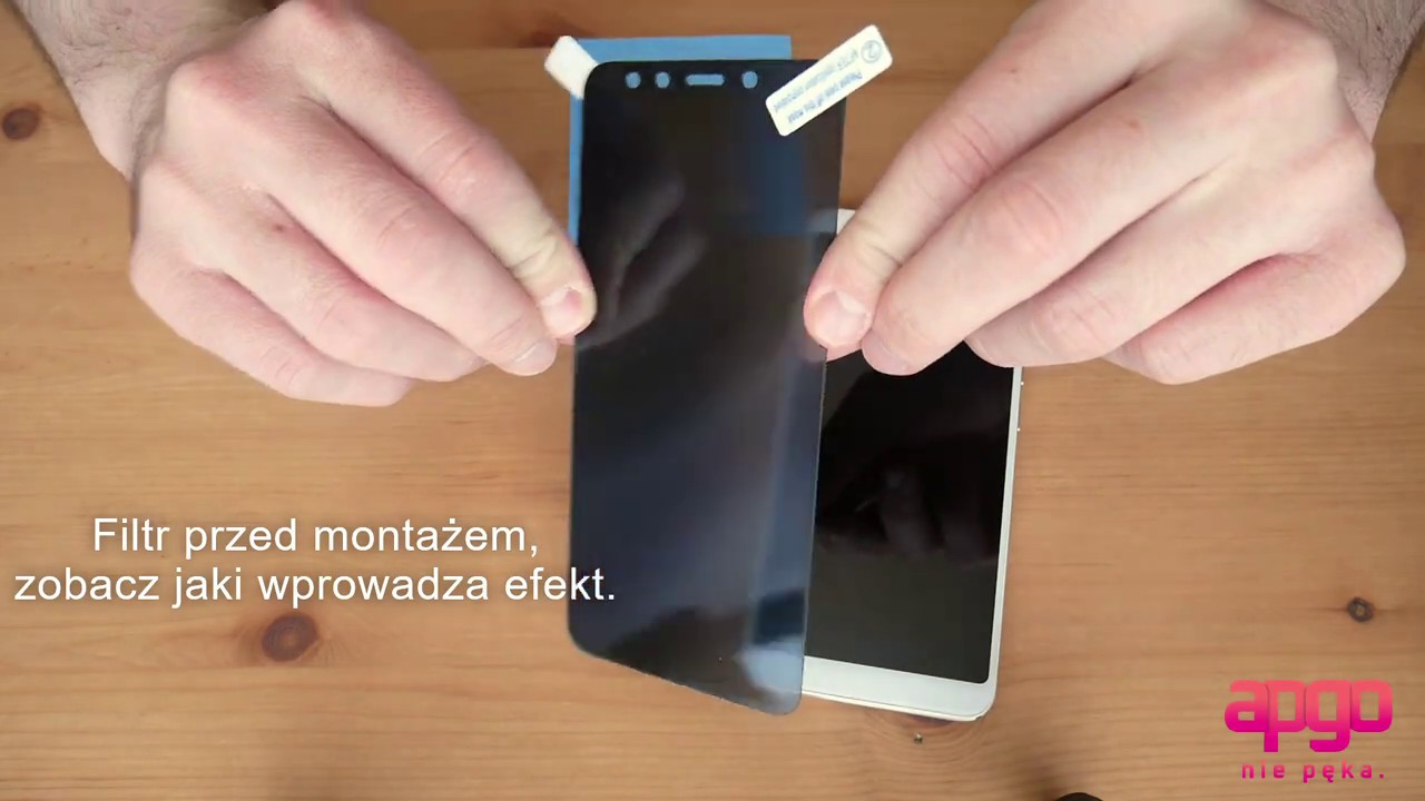 Montaż filtra prywatyzującego. Montaż na EKRAN. apgo nie pęka.