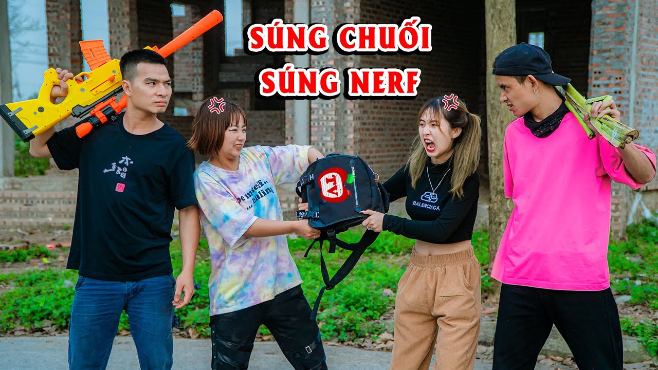 TRẬN CHIẾN SÚNG CHUỐI VÀ SÚNG NERF GIÚP TIỂU THƯ TRÀ NGỐ LẤY LẠI CHIẾC BALO - Phim Học Đường Táo TV