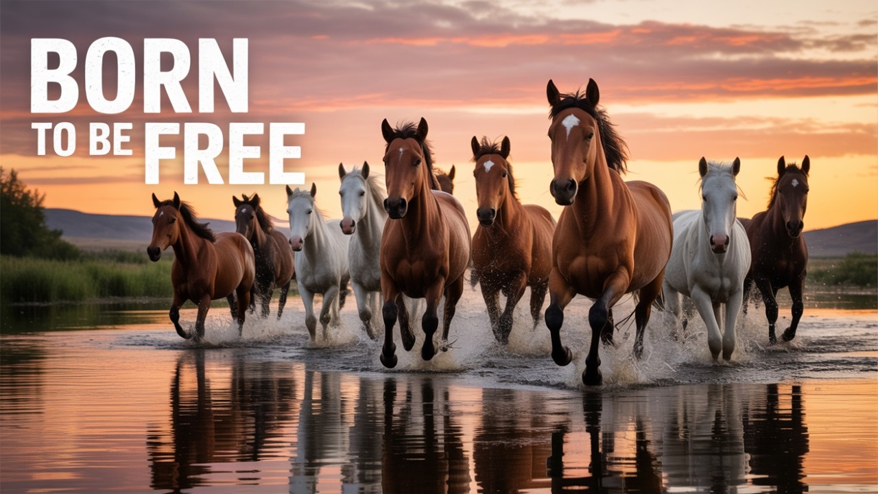 Wild Horses Running Completely Free in the Wild