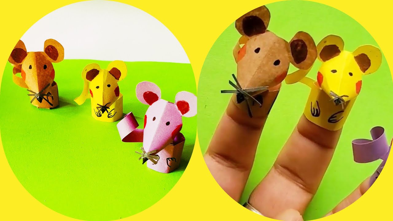 Mouse finger Puppet | DIY Easy paper Puppet @LiyasEasyPeasyCrafts