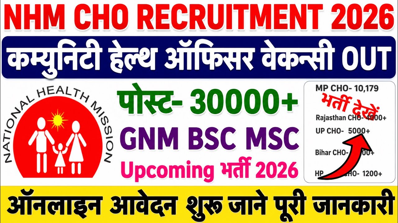 NHM CHO Recruitment 2026💐Community Health Officer Vacancy 2026💐NHM Staff Nurse Vacancy 2026|CHO 2026