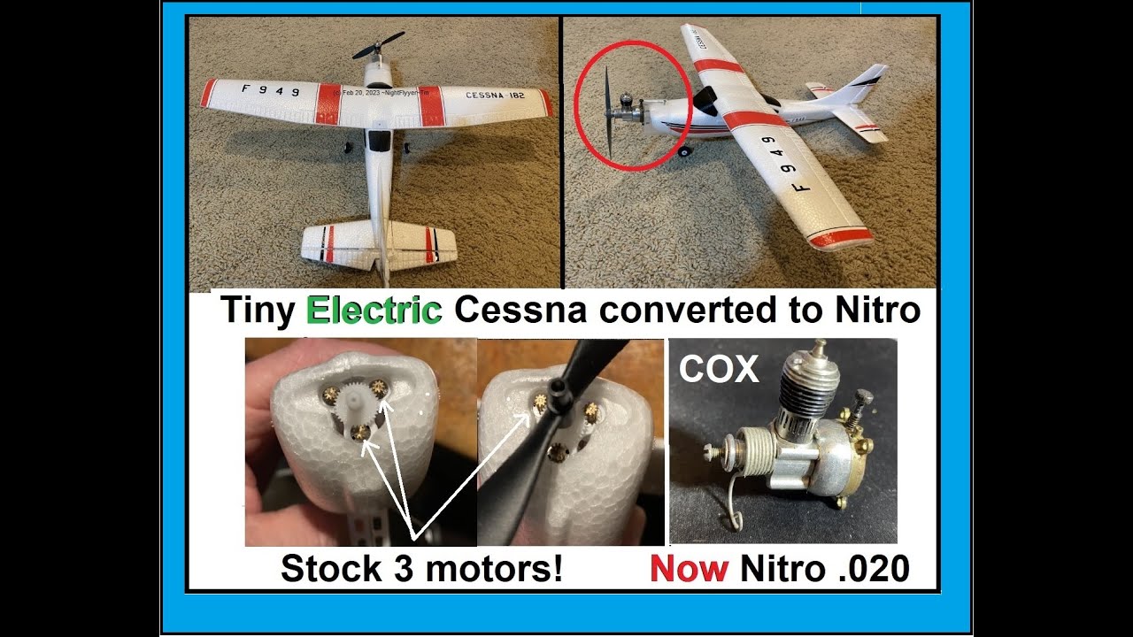 3 motor Cessna Converted to Cox .020 Nitro Engine.