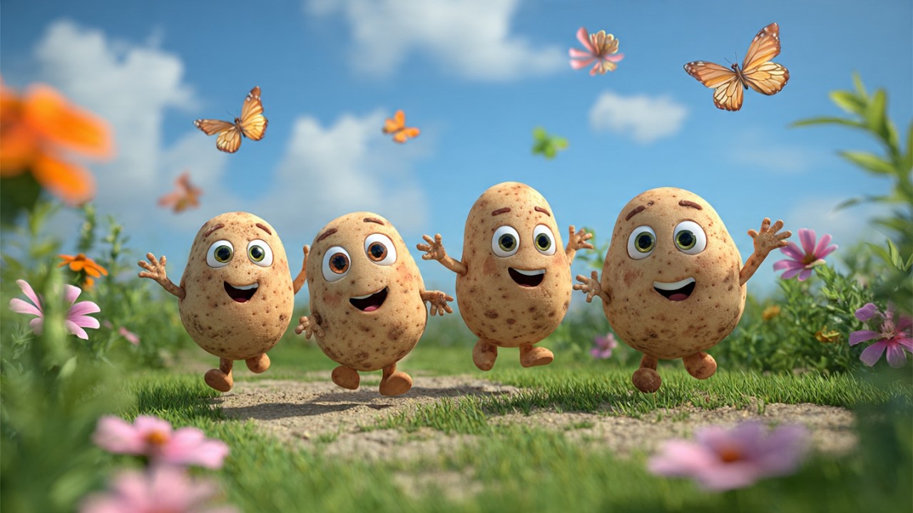 Five Little Potatoes 🥔 | Hindi Nursery Rhyme for Kids | Fun 3D Animation Song | Giggle & Wiggle kids