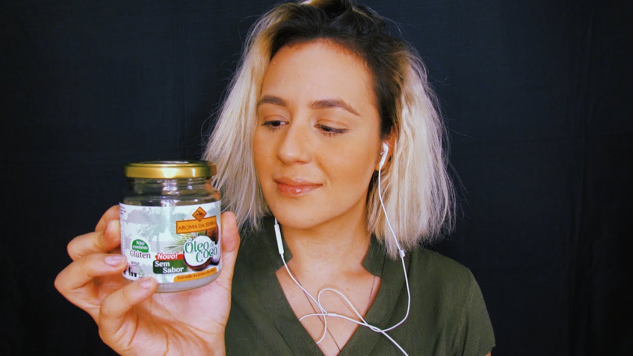 [ASMR] Passando Óleo de coco  no cabelo | Oil Sounds  e Hair sounds
