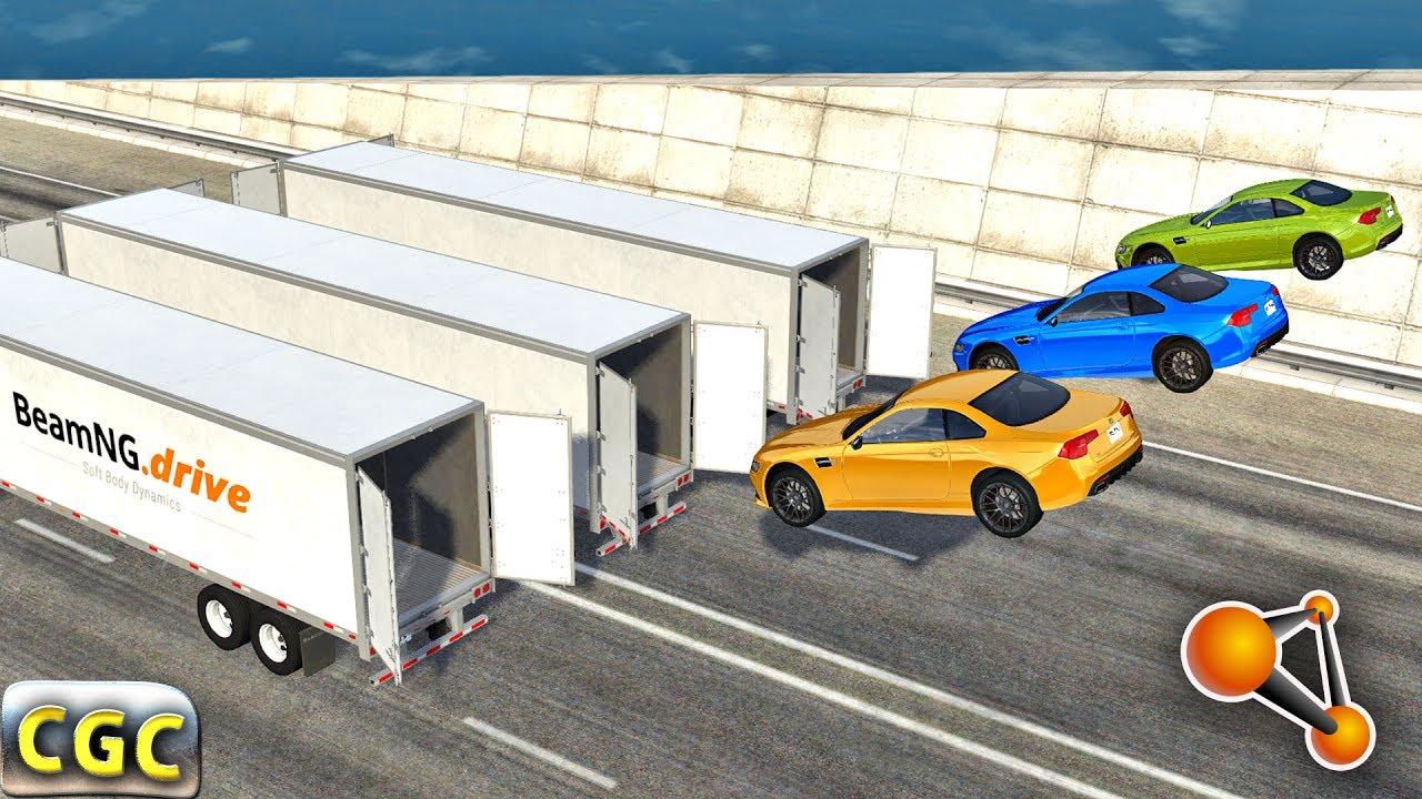 Open Cargo Doors on Truck and Trailer car Speeding Crashes Beamng drive