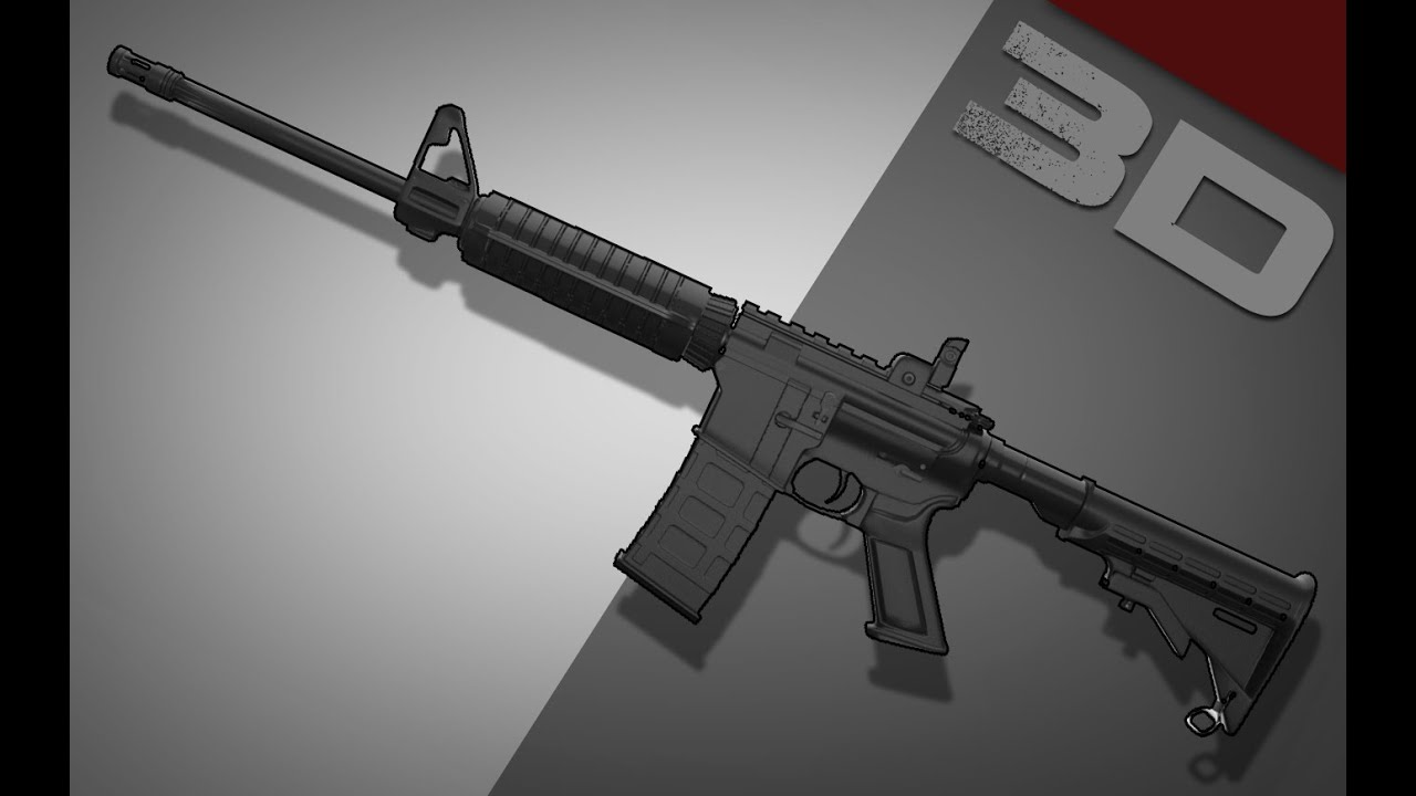 M4 A4 (Riffle) 3Ds Max Timelapse