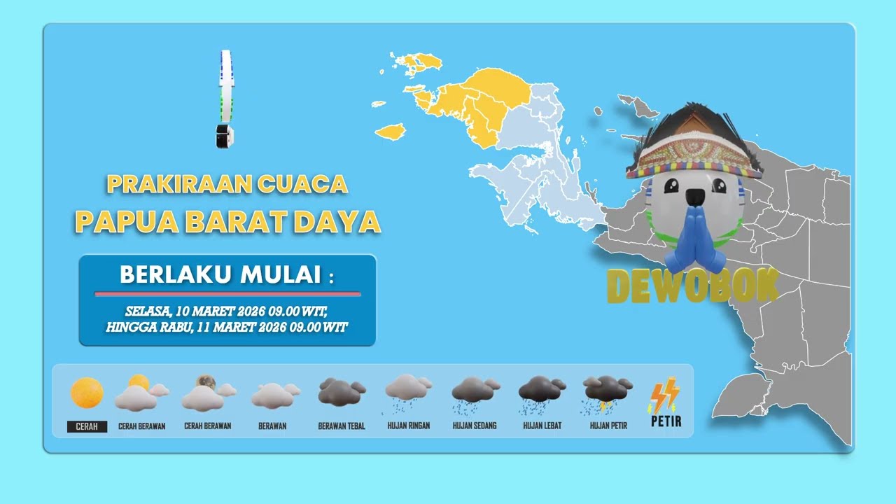 PRAKIRAAN CUACA PROVINSI PAPUA BARAT DAYA 10 - 11 MARET 2026