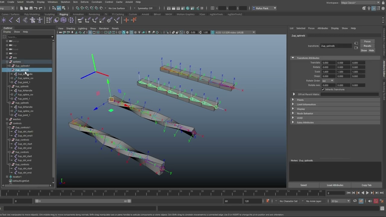 Maya rigging tutorial: Spline Ik Advanced Twist Controls