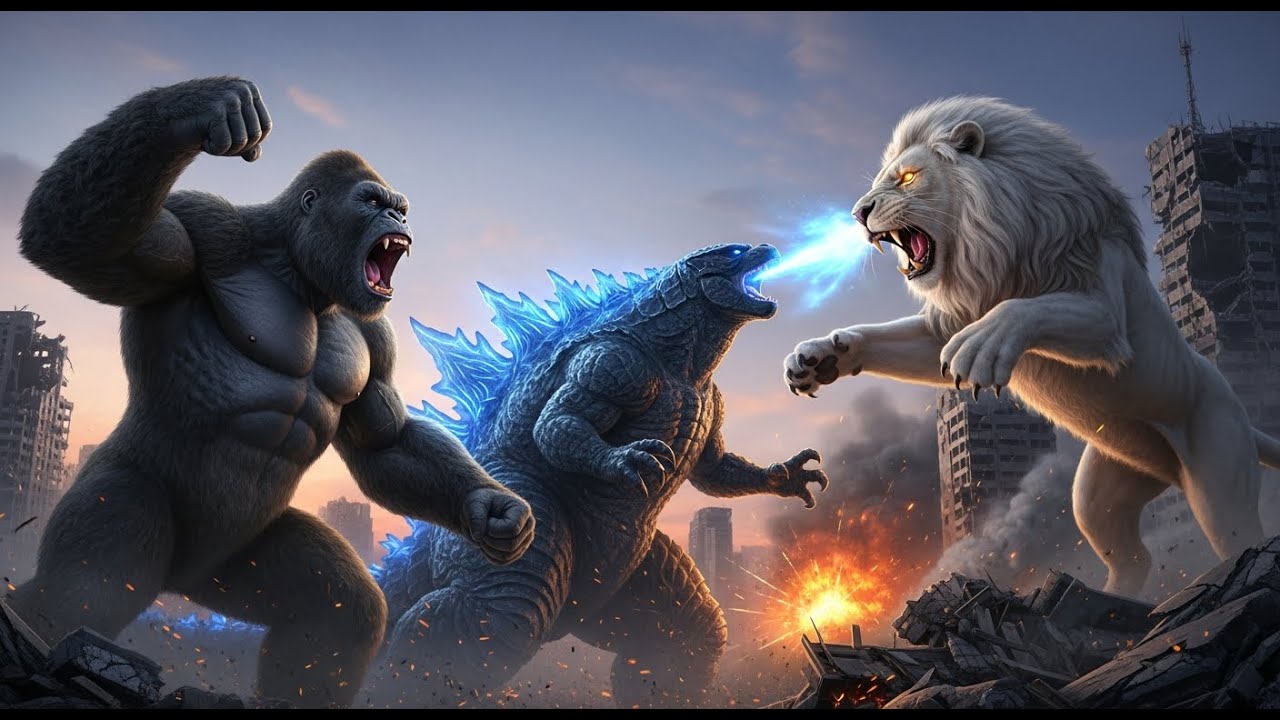KING KONG VS GODZILLA BATTLE WITH THE WHITE LION THE ULTIMATE PREHISTORIC WAR