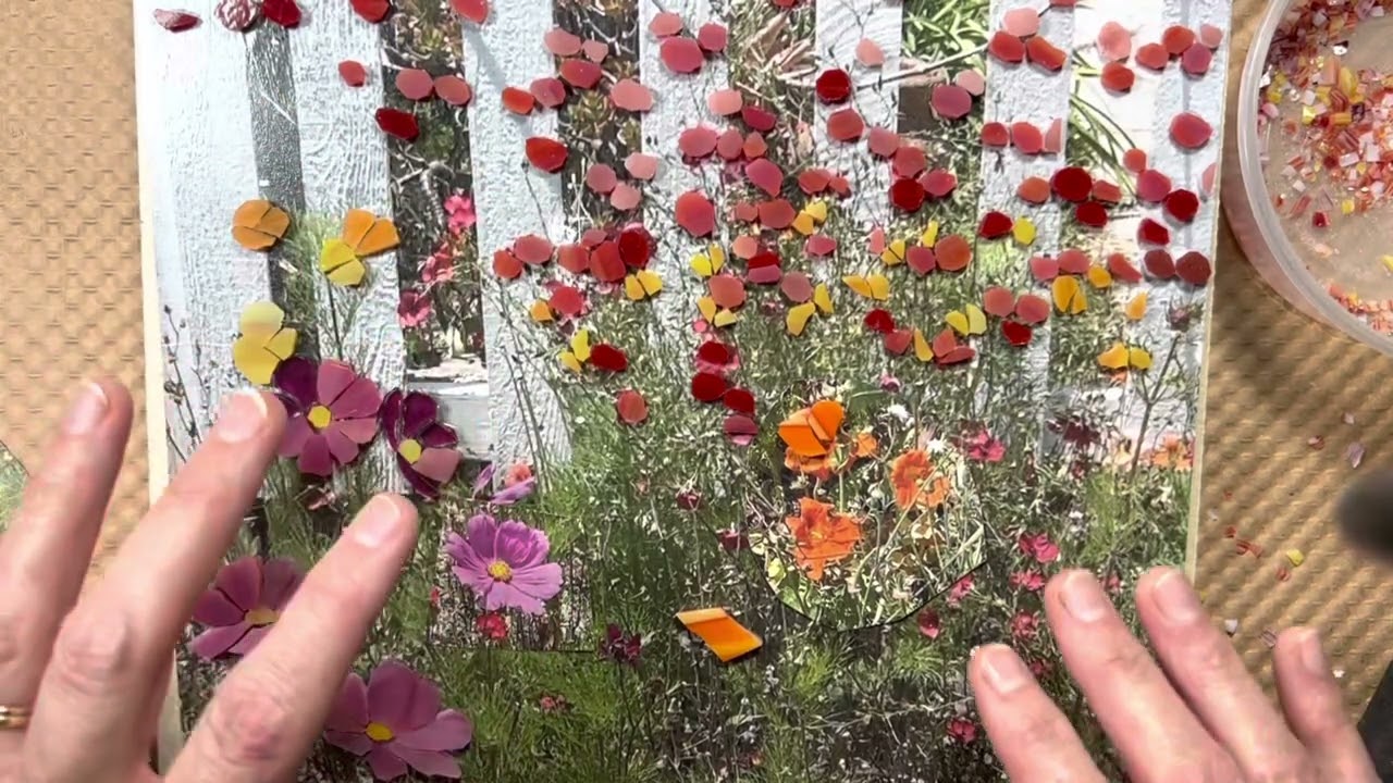 Ep. 110 STARTING THE MOSAIC WILDFLOWERS, and progress on the mosaic pet portrait of Chester!