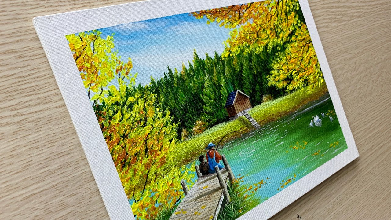 Fishing with Grandpa Acrylic Painting | Daily challenge #313