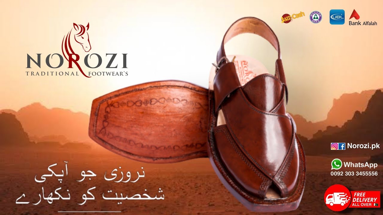 Norozi Chappal with Leather Sole | Mustard Red Norozi Chappal | Original Quetta Norozi |