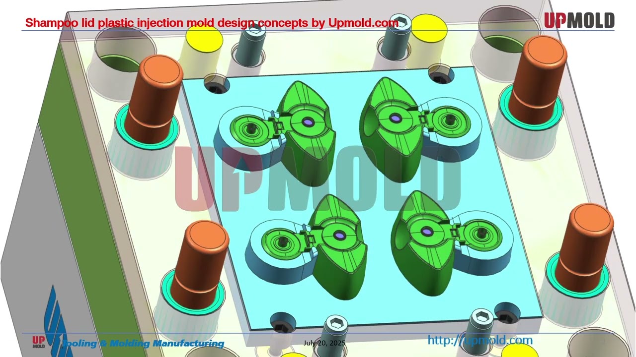 Shampoo lid plastic injection mold design concepts, bottle cap plastic mold designs by Upmold.com