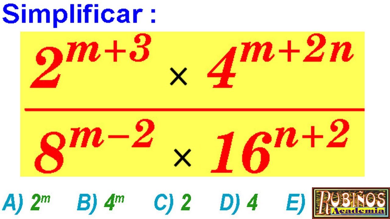 EXAMEN AGRARIA TEORÍA DE EXPONENTES PROBLEMA RESUELTO SOLUCIONARIO ADMISIÓN UNIVERSIDAD UNALM