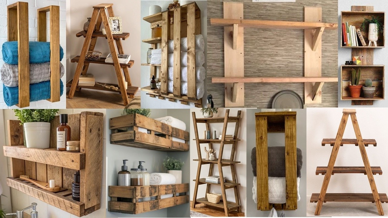Japandi style shelving ideas turned from industrial pallet wood for a modern home décor