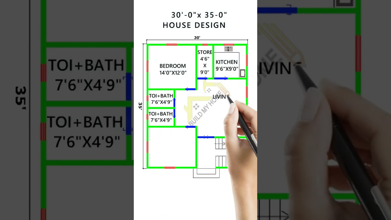 30 x 35 ghar ka naksha/ 30 x 35 house design/ 30 x 35 hone design/ #buildmyhome #shorts #home #house