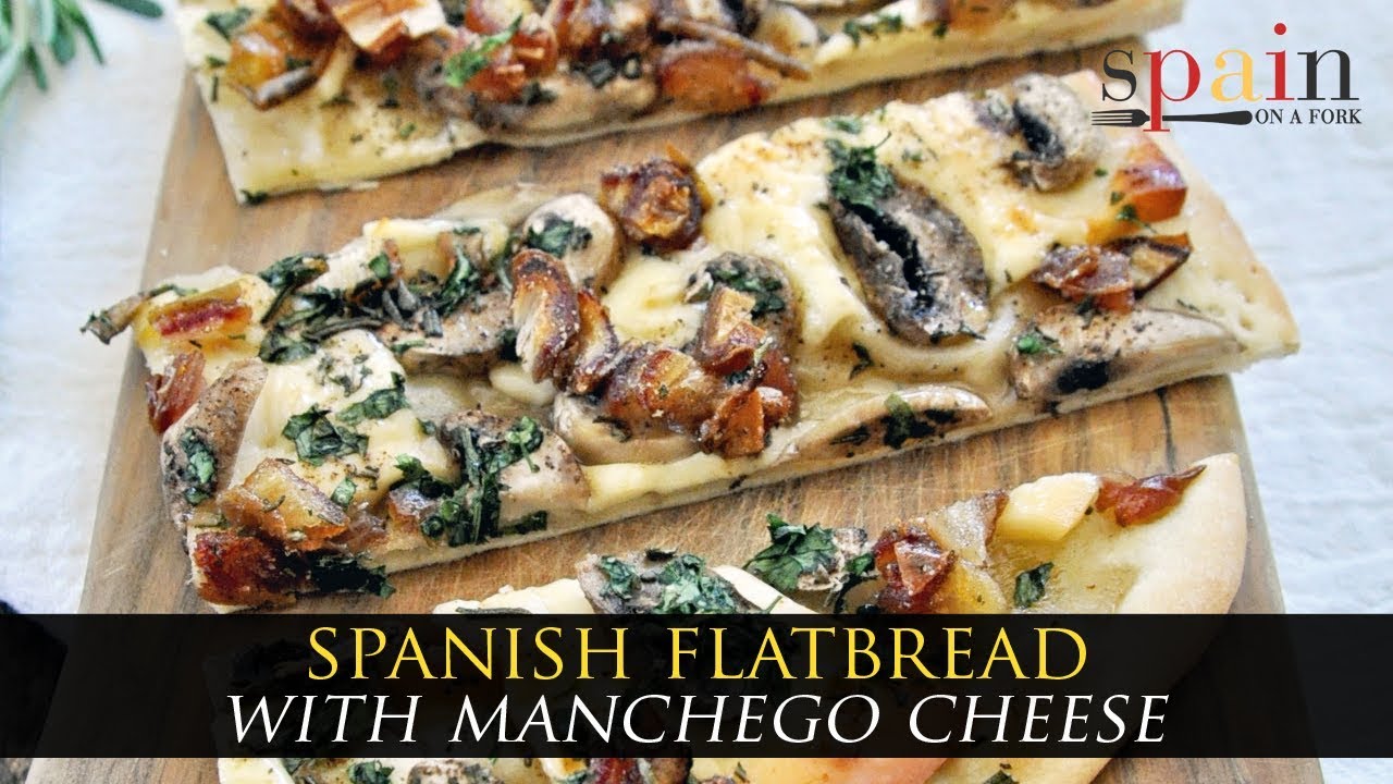 Spanish Flatbread with Manchego Cheese, Mushrooms & Dates