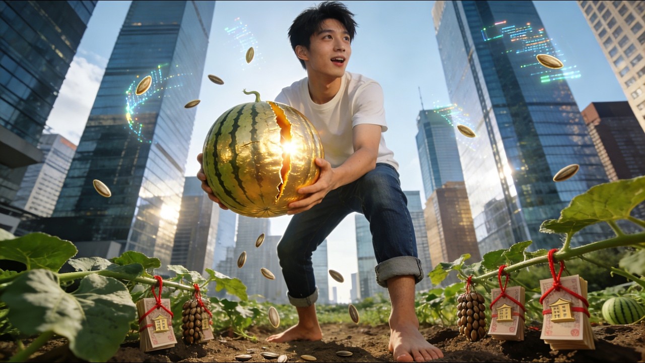 辭職回鄉的葉凡意外綁定種地系統，沒想到市中心的一塊田裡，西瓜結出黃金，黃瓜長出房產證——果然，還是種地有前途！
