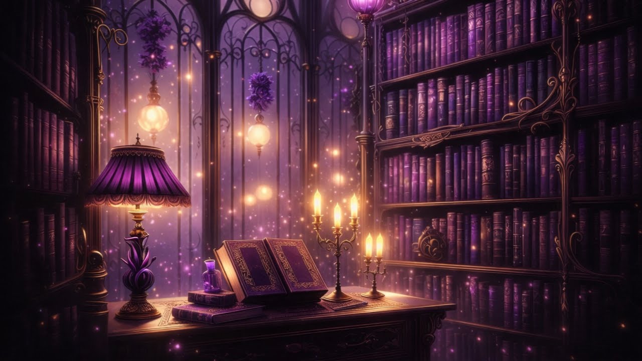 February Amethyst Library Ambience | Luxury Quiet Fantasy Reading Room (30min)