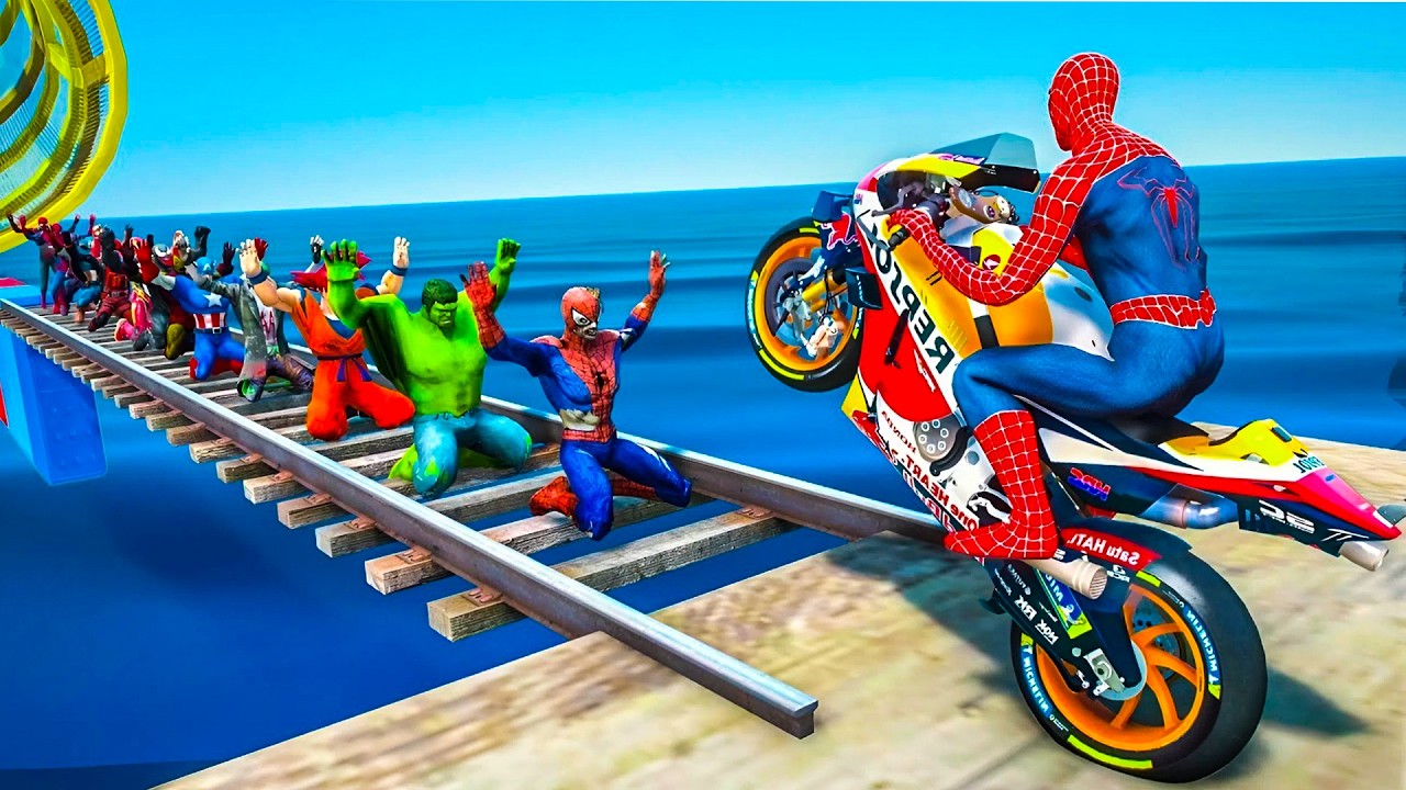 RAINBOW SPIDER-MAN Rescue Batman vs DINOSAURS in GTA 5 | Epic Superhero Battle with Iron Man