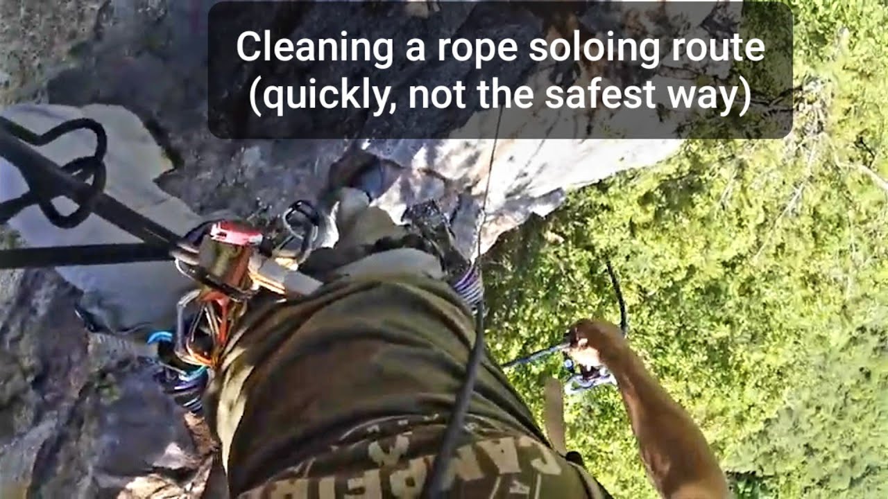 Quickest but not the safest way to clean a rope soloing route