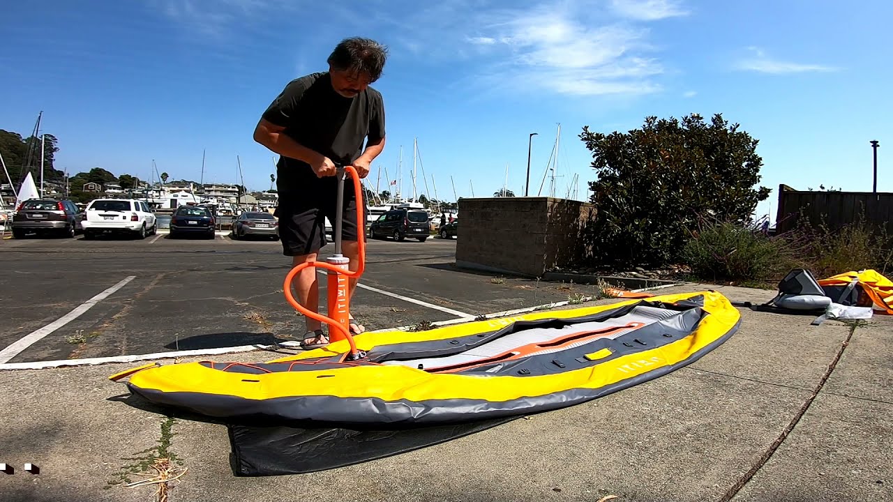 Decathlon Itiwit X100+ drop stitch floor inflatable kayak unbagging and setup