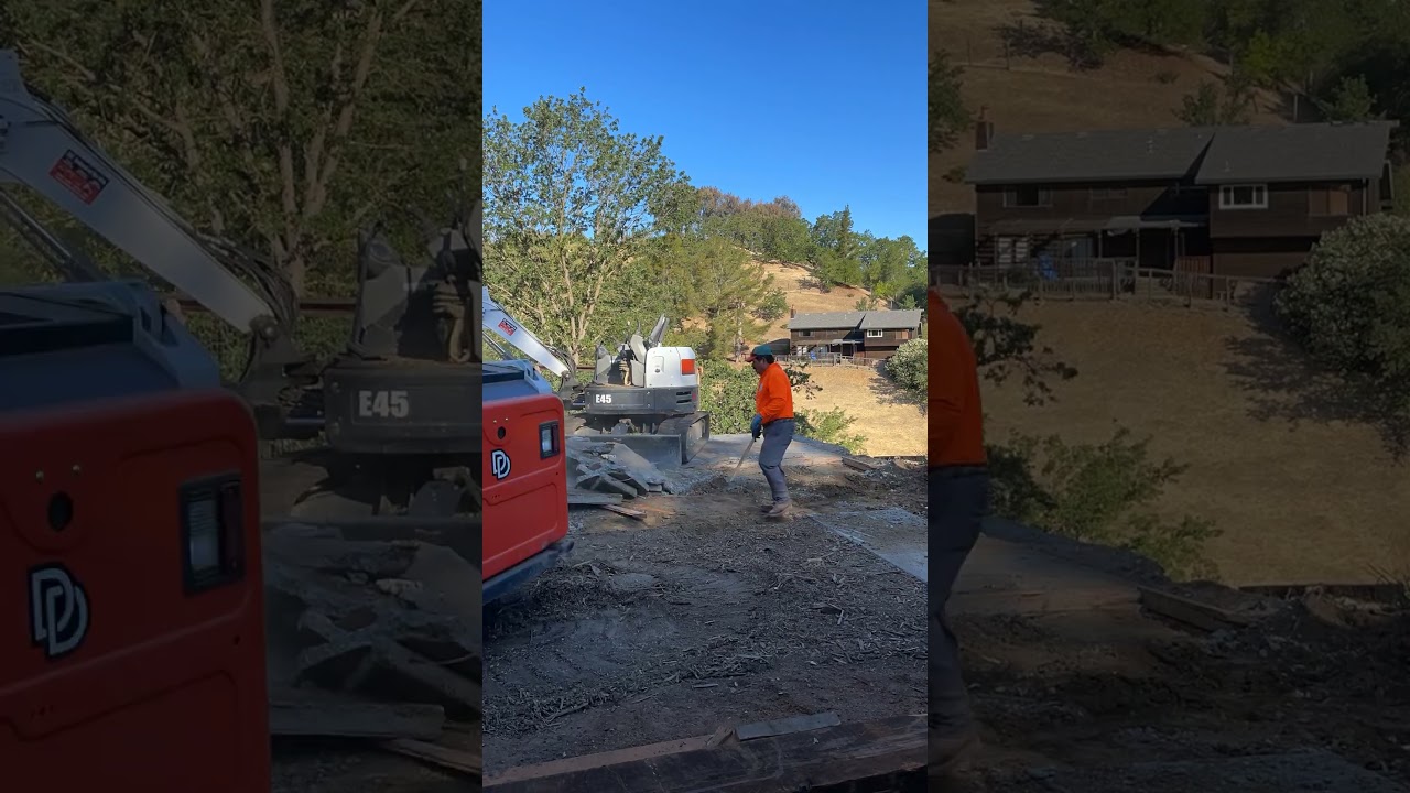 Concrete Removal Mini Excavator #concretefoundation #buildingfoundation #housefoundation