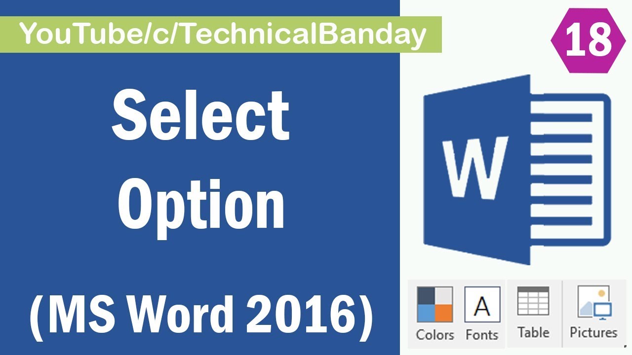 MW018-Select Option in MS Word || Microsoft Word 2016 [Hindi/Urdu]