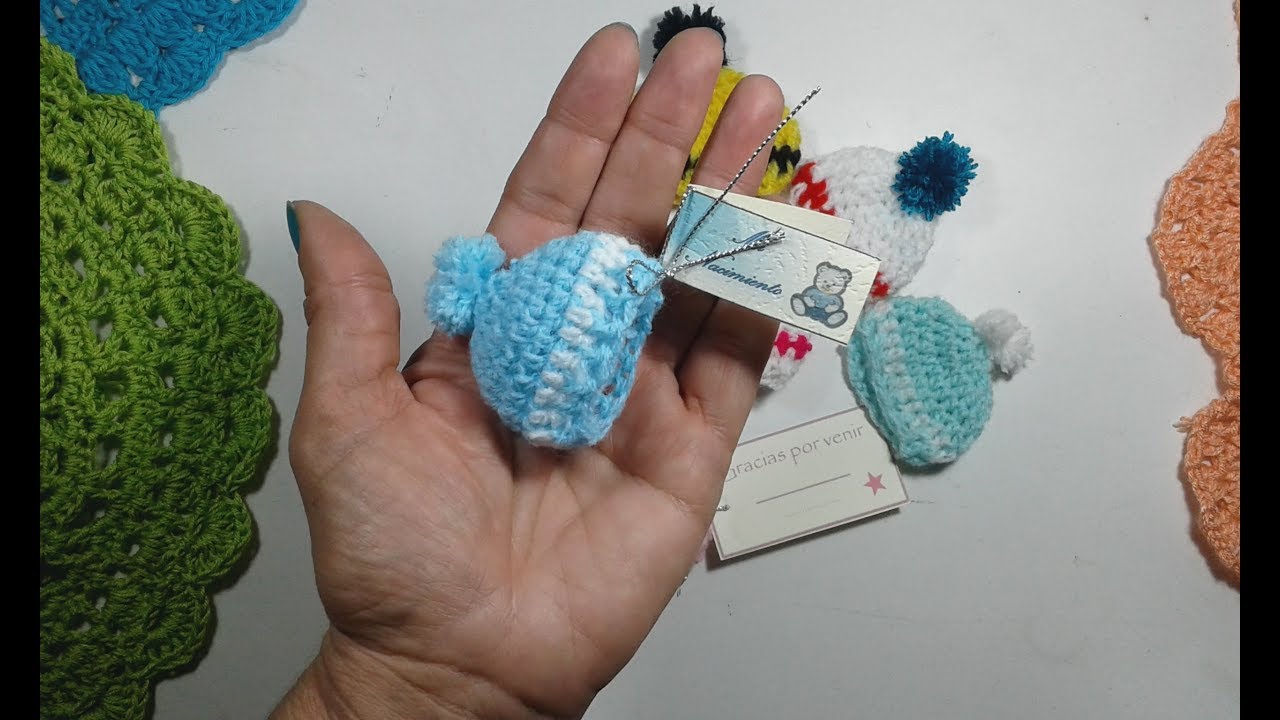 🐝🎈😁Como tejer souvenir,gorrito para nacimiento,cumpleaños,bautismos.