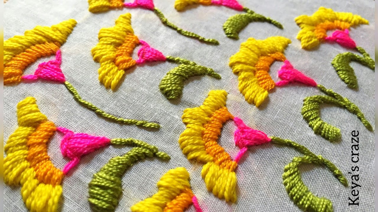 Hand embroidery 2019 | Floral All over hand embroidery design | keya's craze
