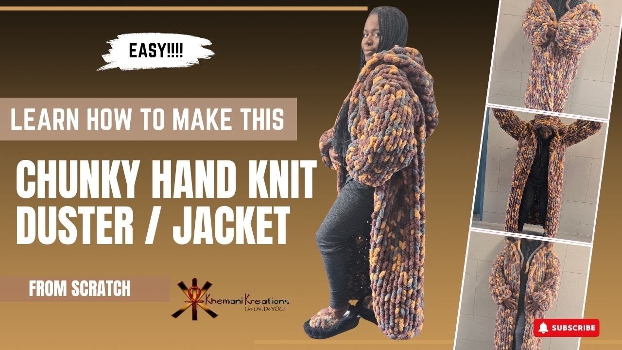 EASY Chunky Hand-Knit Duster/Jacket Tutorial (No Needles Required!)