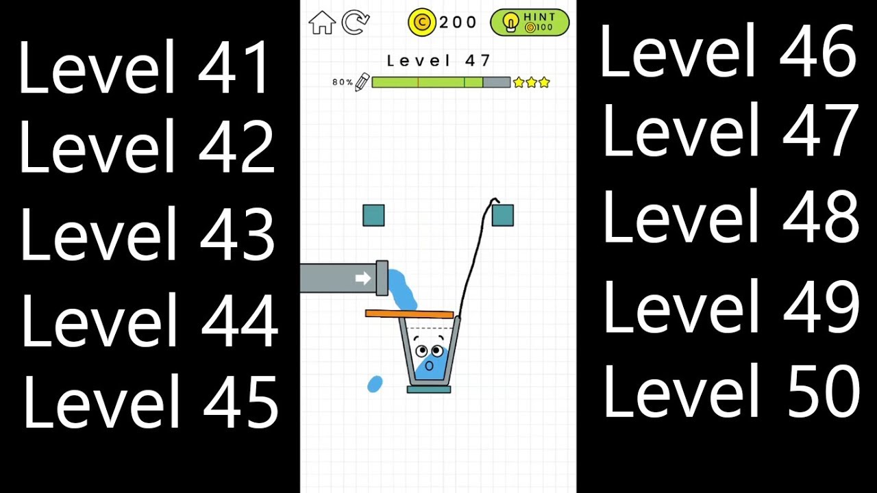 Happy Glass (3 Stars ) Levels 41,42,43,44,45,46,47,48,49,50, (Android/iOS)